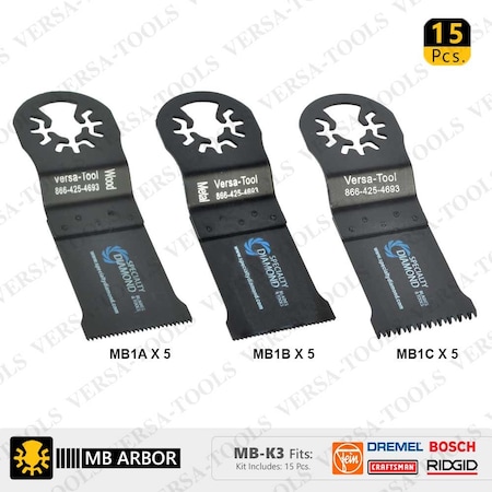 Versa Tool 15pcs 35mm Wood Cuting Blades for Oscillating Tools for Ryobi (MB5A5B5C) MB-K3